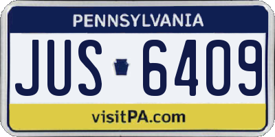 PA license plate JUS6409