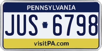 PA license plate JUS6798