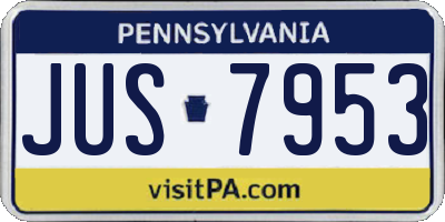 PA license plate JUS7953