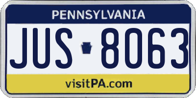 PA license plate JUS8063