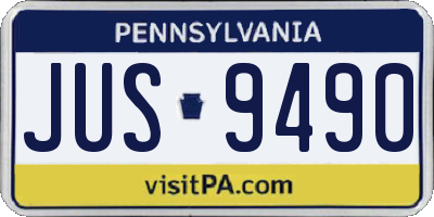 PA license plate JUS9490