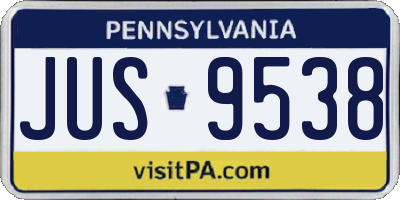 PA license plate JUS9538