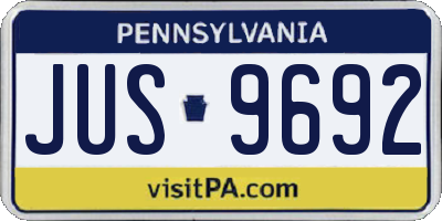 PA license plate JUS9692