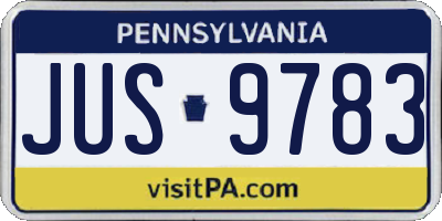 PA license plate JUS9783