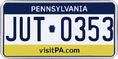 PA license plate JUT0353
