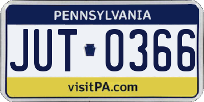 PA license plate JUT0366