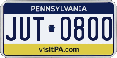 PA license plate JUT0800