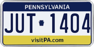 PA license plate JUT1404