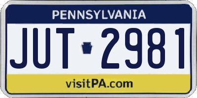 PA license plate JUT2981