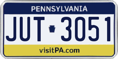 PA license plate JUT3051