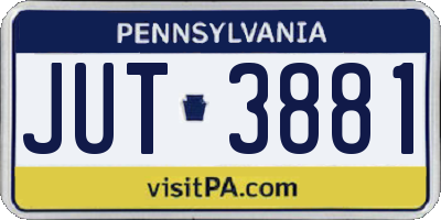 PA license plate JUT3881