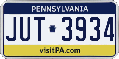 PA license plate JUT3934