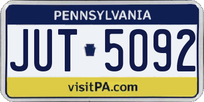 PA license plate JUT5092