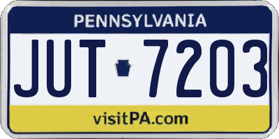 PA license plate JUT7203