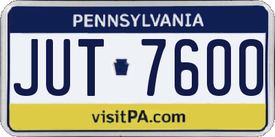 PA license plate JUT7600
