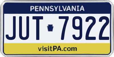 PA license plate JUT7922