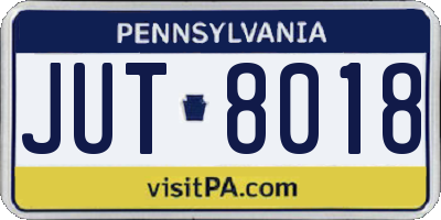 PA license plate JUT8018