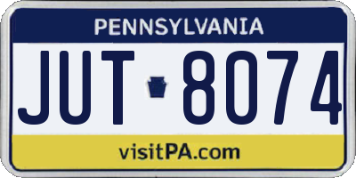 PA license plate JUT8074