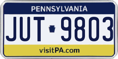 PA license plate JUT9803
