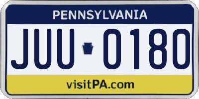 PA license plate JUU0180