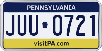 PA license plate JUU0721