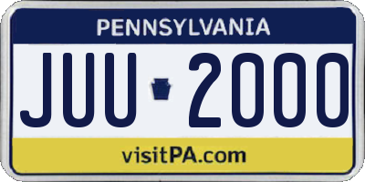 PA license plate JUU2000
