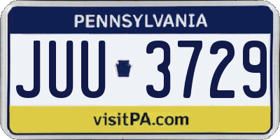 PA license plate JUU3729