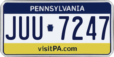 PA license plate JUU7247