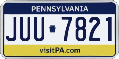 PA license plate JUU7821