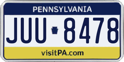 PA license plate JUU8478
