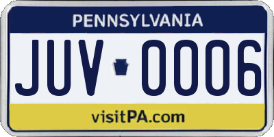 PA license plate JUV0006