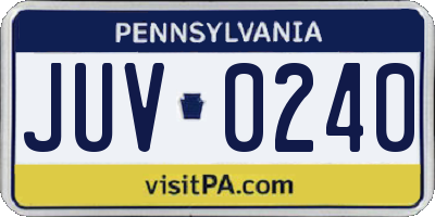 PA license plate JUV0240