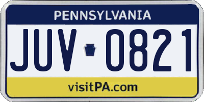 PA license plate JUV0821