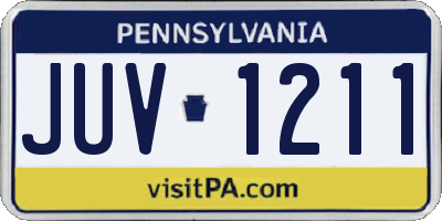 PA license plate JUV1211