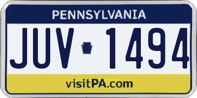 PA license plate JUV1494