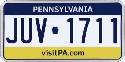 PA license plate JUV1711