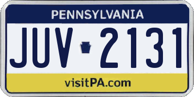 PA license plate JUV2131