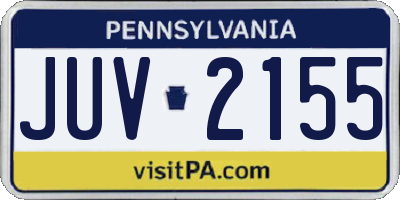PA license plate JUV2155