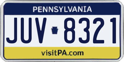 PA license plate JUV8321