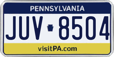 PA license plate JUV8504