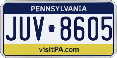 PA license plate JUV8605