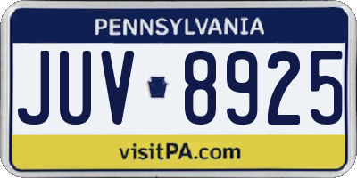 PA license plate JUV8925