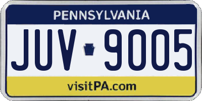 PA license plate JUV9005