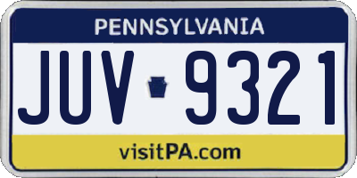 PA license plate JUV9321