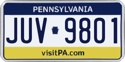 PA license plate JUV9801