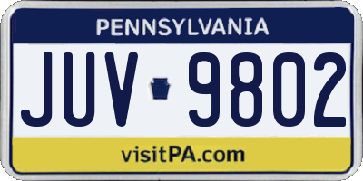 PA license plate JUV9802