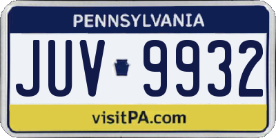 PA license plate JUV9932