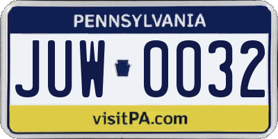 PA license plate JUW0032