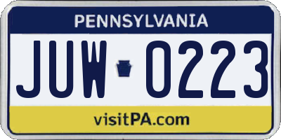 PA license plate JUW0223