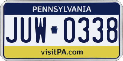 PA license plate JUW0338